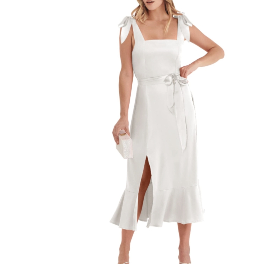 ANRABESS Satin Dress White NWT Small